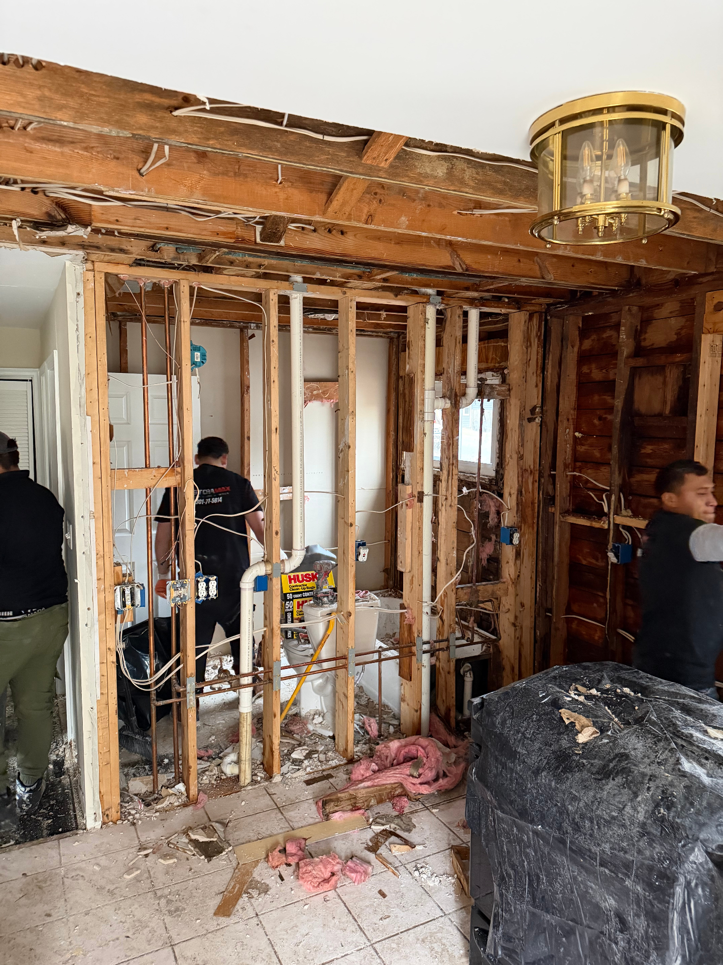 Detailed bathroom demolition and structural drying