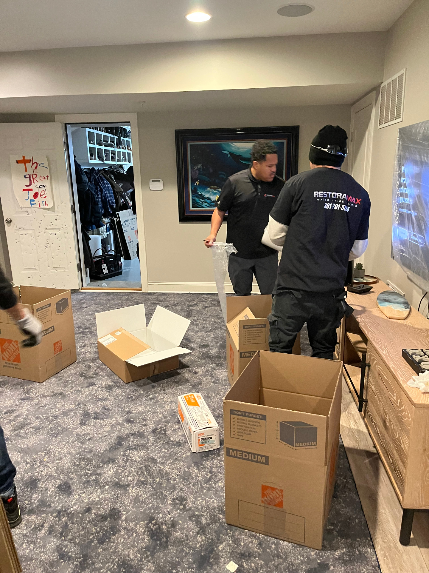 Contents pack-out during residential restoration