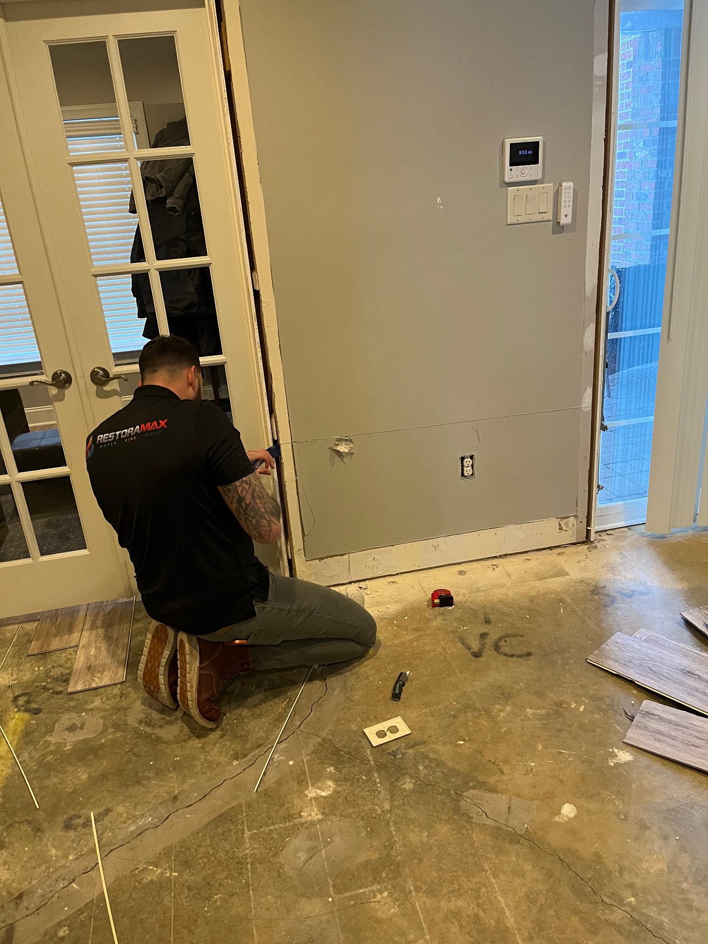 Detailed finish work and baseboard installation