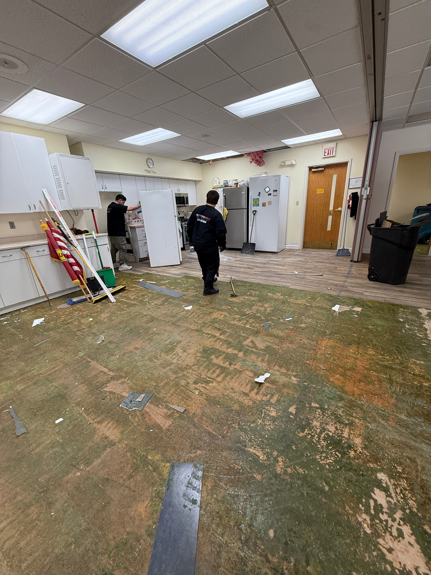 Commercial floor demolition after water damage
